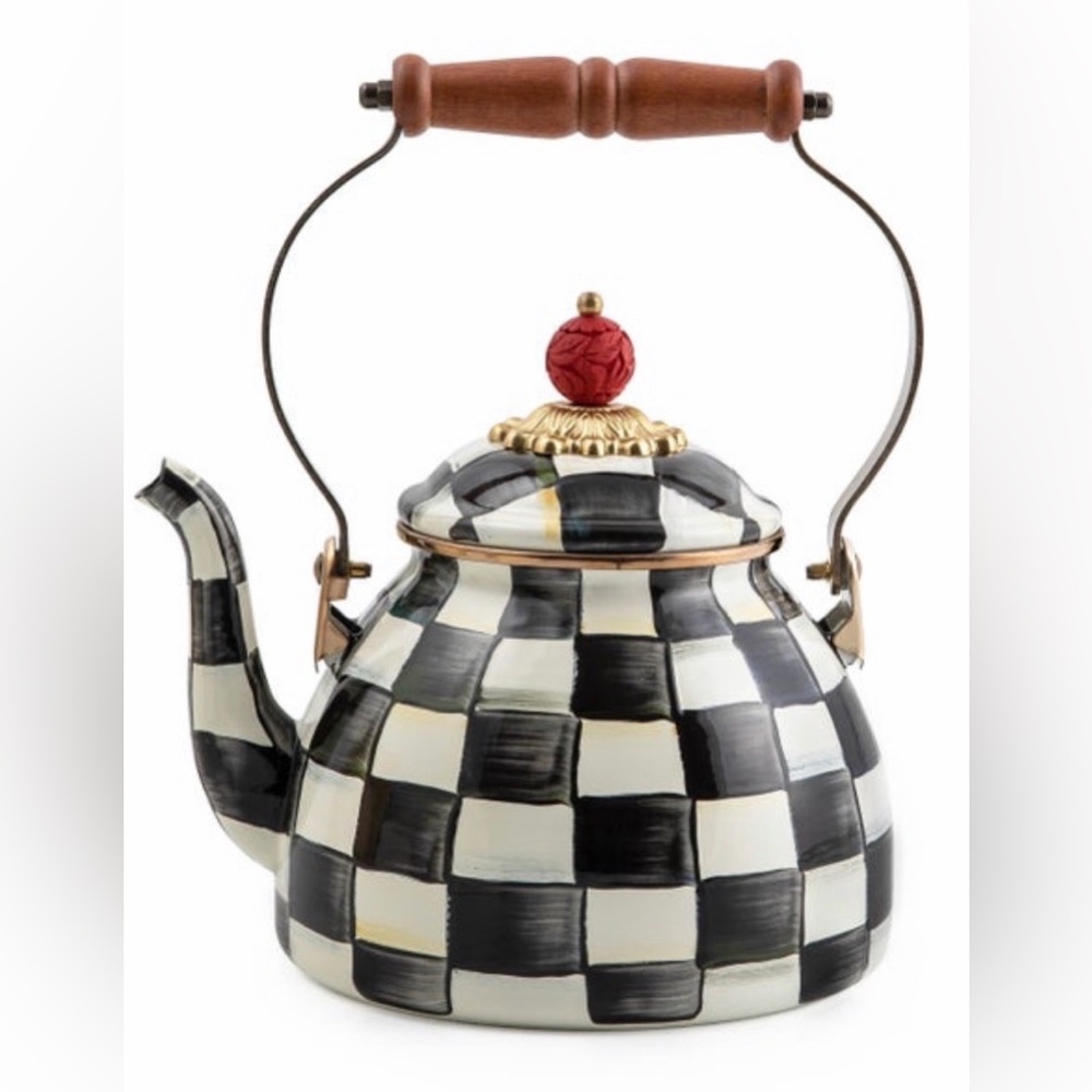 McKenzie Child Checkered Teapot with Wooden Handle